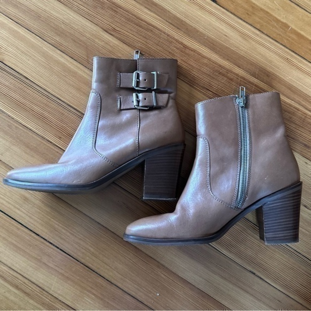 J. Crew Dean Leather Ankle Boots in Kraft Brown